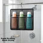 ALYER Mesh Shower Organizer, Shower Caddy with Rotating Detachable Metal Hanger, Quick Dry Bathroom Storage for Toiletry Accessories, Portable Shower Bag for RV, Dorm, Gym and Travel, Gray - Image 5