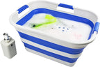 SAMMART 30L(8 gallon) Collapsible Plastic Laundry Basket - Foldable Pop Up Storage Container/Organizer - Space Saving Hamper/Basket - Water Capacity 24L(6.3 gallon) (1, Grey/Purplish Blue) - Image 5
