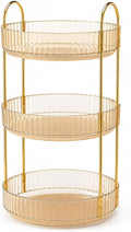 360° Rotating Organizer, Lazy Susan Bathroom Counter Organizer for Perfume, Skincare, Makeup & Cosmetic Storage, Vanity Countertop Organizer, Gold, 3-Tier by Unknown