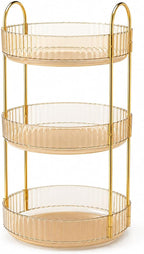 360° Rotating Organizer, Lazy Susan Bathroom Counter Organizer for Perfume, Skincare, Makeup & Cosmetic Storage, Vanity Countertop Organizer, Gold, 3-Tier by Unknown