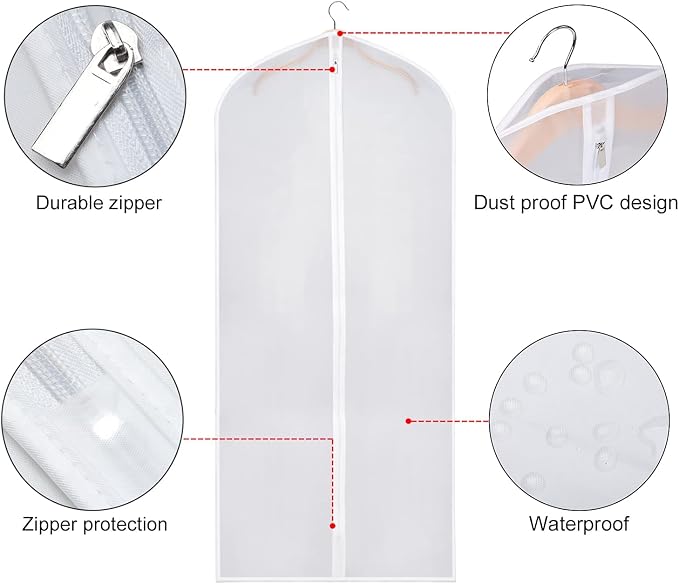 Zilink Coat Cover for Storage Garment Bags for Hanging Clothes 54 in 10Pack - Image 4