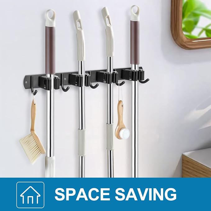 IMILLET Broom Holder Wall Mount,Heavy Duty Garage Organization Broom Hanger - Image 7