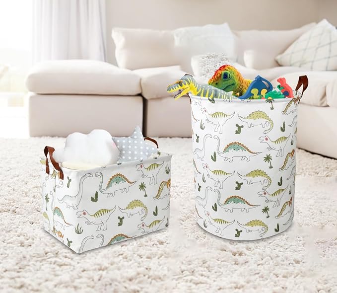 NTAOHAMPER Dinosaur Laundry Hamper, laundry Basket, Waterproof Storage Bin for Bedroom, Clothes Organizer Basket, Room Decor(Light Dinosaur) - Image 2