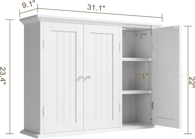 ChooChoo Laundry Cabinet with 3 Doors and Adjustable Shelves - Image 3