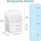 Vtopmart 3-Tier Skincare Makeup Organizer with Drawer and LId, White - Image 2