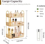 Bathroom Counter Organizer Countertop, 3 Tier Makeup Perfume Shelf Storage, Skincare Cosmetic Tray for Dresser Vanity - Gold - Image 3