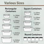 40pc Set Glass Food Storage Containers & Bowls with Airtight Lids - Leakproof BPA-Free Meal Prep Airtight Stackable Lunch Boxes, Kitchen Pantry & Storage Organizers - Microwave Freezer Dishwasher Safe - Image 3