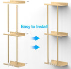 Liuoud Towel Rack for Bathroom, Wall Mounted Vertical Rolled Towel Storage Organizer Holder with Shelf, Holds Up 6 Large Bath Sheets, Gold Large Size - Image 4