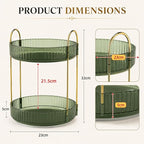 360° Rotating Organizer, Lazy Susan Bathroom Counter Organizer for Perfume, Skincare, Makeup & Cosmetic Storage, Vanity Countertop Organizer, Green, 2-Tier - Image 4
