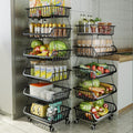 CarolynDesign Kitchen Storage Baskets Black Iron Wire Storage Bins with Wheels and Feet, Stackable Vegetable Storage Baskets (6-Tier Baskets) by CarolynDesign
