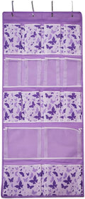 16 Pockets Over Door Hanging Storage Organizer with 4 Kinds Pouches for Shoes,Sock,Hat,Underwear,Handbag,Cosmetics,Toiletry,Behind Door Hanging Shelf Space-saving for Bathroom,Bedroom,Entrance,Purple by KANCNT