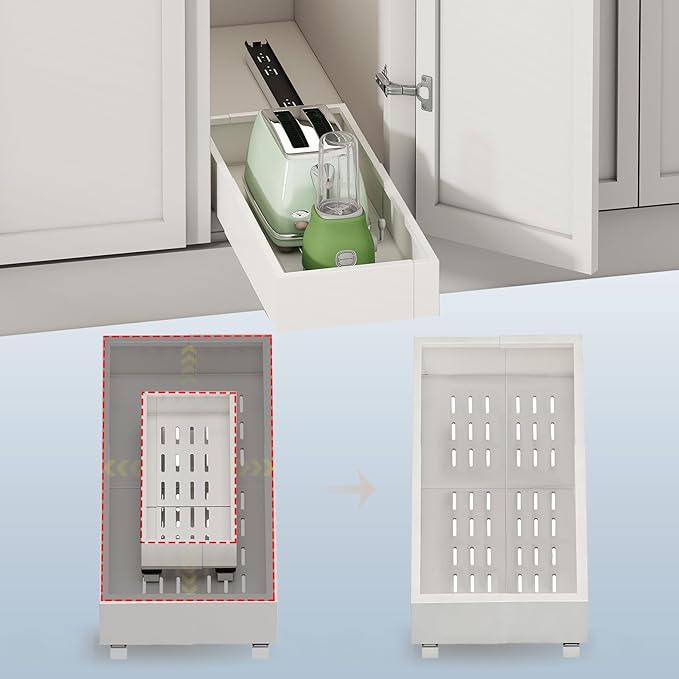 Fokyfok Pull out Cabinet Organizer,7"-11"W,17"-24"D,Expandable,Adhesive by Fokyfok