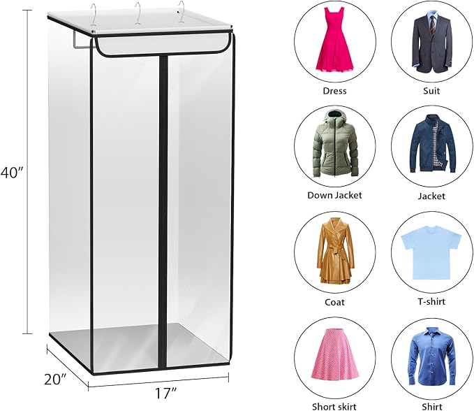 Univivi Garment Bags for Hanging Clothes, Cloth Bag 40 In, 2 PCS, Clear - Image 3