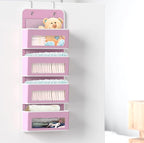 Simple Houseware 4 Clear Window Pocket Over Door Hanging Organizer, Pink - Image 4