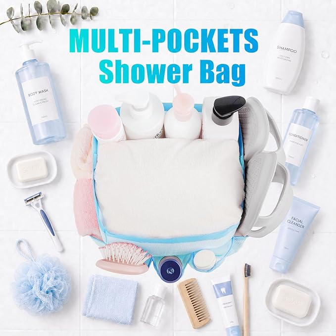 Mesh Shower Caddy Portable - 9 Pockets for College Dorm Room Essential - Image 5