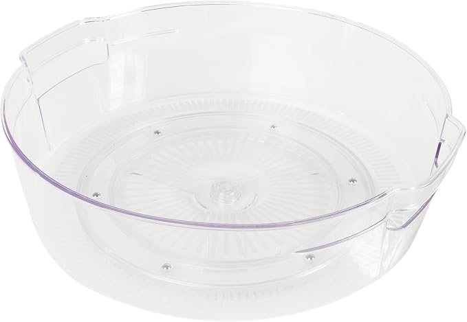 Kitchen Spaces Large Lazy Susan Organizer Bin, Pantry Rack or Deep Cabinet Turntable Shelf Storage, High Sides to Prevent Spills, BPA-Free Plastic, Clear and Sturdy with Full Spin by KitchenSpaces