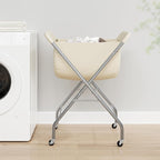 ELYKEN Laundry Basket with Wheels, Collapsible Laundry Hamper, Cream - Image 2