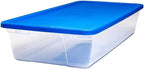 HOMZ 2-Pack Snaplock, Large Clear Plastic Storage Organizer Bins w/Lids, 41 Quart, Blue - Stackable Container Boxes for Bedroom, Bathroom, Garage, and Office Organization - Image 9