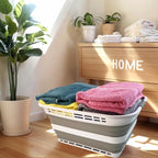 SAMMART 42L (11 Gallons) Collapsible Plastic Laundry Basket - Foldable Pop Up Storage Container/Organizer - Portable Washing Tub - Space Saving Hamper/Basket [BPA Free] (White/Grey) - Image 4