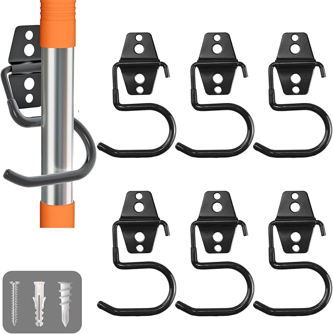Broom Holder Wall Mount, 6 Pack Tool Hangers Garage Wall Hanging Organizer - Image 8