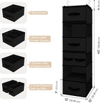 GRANNY SAYS Hanging Closet Organizer, 5 Drawers, 6 Shelves, 6 Pockets | Hanging Closet Organizer with 5 Different Drawer Designs, 6 Shelves & Reinforced Structure for Organized Small Spaces, Black - Image 3