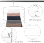 Pants Hangers Space Saving 3 Pack 5 Layer Swing Arm Hanger White - Image 3