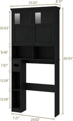 Vabches Over The Toilet Storage Cabinet with Doors & Paper Holder, Black - Image 2