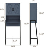 Vabches Metal Frame Over The Toilet Storage Cabinet, Blue - Image 2