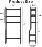 Livilord 3 Tier Over The Toilet Storage Rack with Toilet Paper Holder, Metal Freestanding Bathroom Shelves with 4 Hooks, Over Toilet Storage Shelf for Bathroom Storage, Black - Image 2