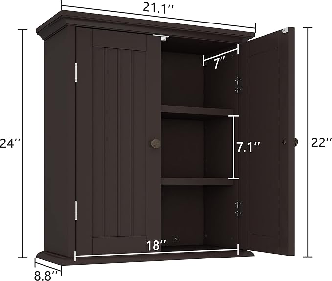 ChooChoo Bathroom Wall Cabinet with 2 Doors, Over The Toilet - Image 3