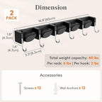 Lifewit Mop and Broom Holder Organizer Wall Mount Non-Slip, 2 Pack, Black - Image 4