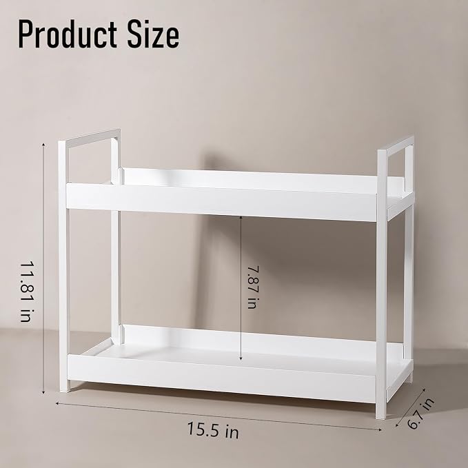 Bathroom Counter Organizer Vanity Storage Countertop Shelf, Large White - Image 7