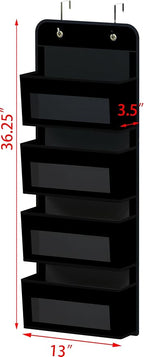 Simple Houseware 4 Clear Window Pocket Over Door Hanging Organizer, Black - Image 2