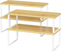 NEX Kitchen Cabinet and Counter Shelf Organizer, Stackable & Expandable, Set of 4, White and Natural - 7.7 x 15.6 x 6.2'' by NEX