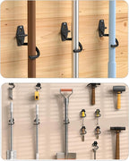 2 Pack Broom Holder Wall Mount Heavy Duty Mop Hanger with Screws Anchors Stand-Alone Hook Handle Grabber Gripper Organizer for Garage Storage Cleaning Tools Mops Garden Hammer Shovel - Image 6