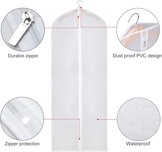 Zilink Dress Bags for Storage Long Dresses Suit Protector Cover 60 in - Image 4