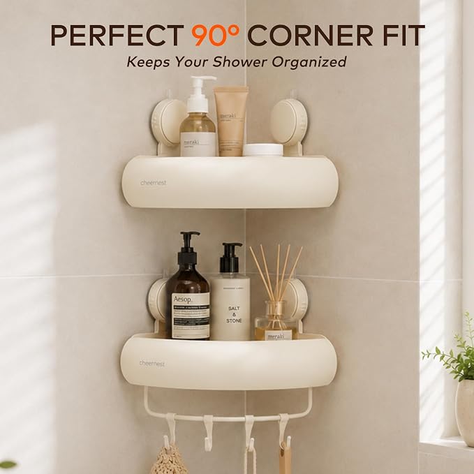 Corner Shower Caddy Suction Cup, Removable Bath Organizer Shelf - Image 9