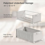 FOUCSSOMEI Under Bed Storage with Wheels, Wooden Under Bed Drawers On Wheels, Rolling Under Bed Shoe Storage, Space Saving,White,Quadruple Size,90L - Image 3