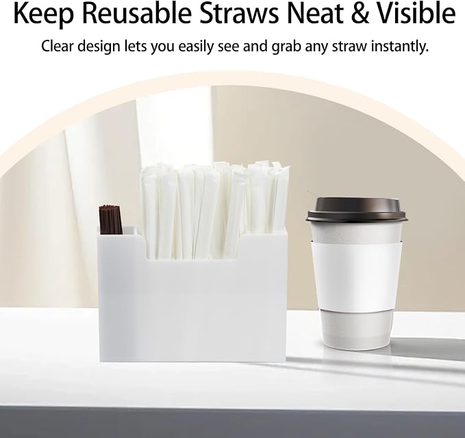 Straw Holder Organizer Dispenser Storage Acrylic for Kitchen Cabinet Door - Image 2