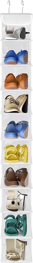 Libeder 10-Shelf Hanging Shoe Organizers with Side Pockets, Transparent by Libeder