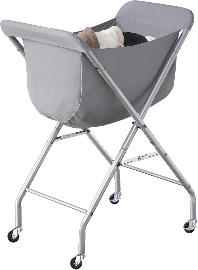 ELYKEN Laundry Basket with Wheels, Collapsible Laundry Hamper, Gray by ELYKEN