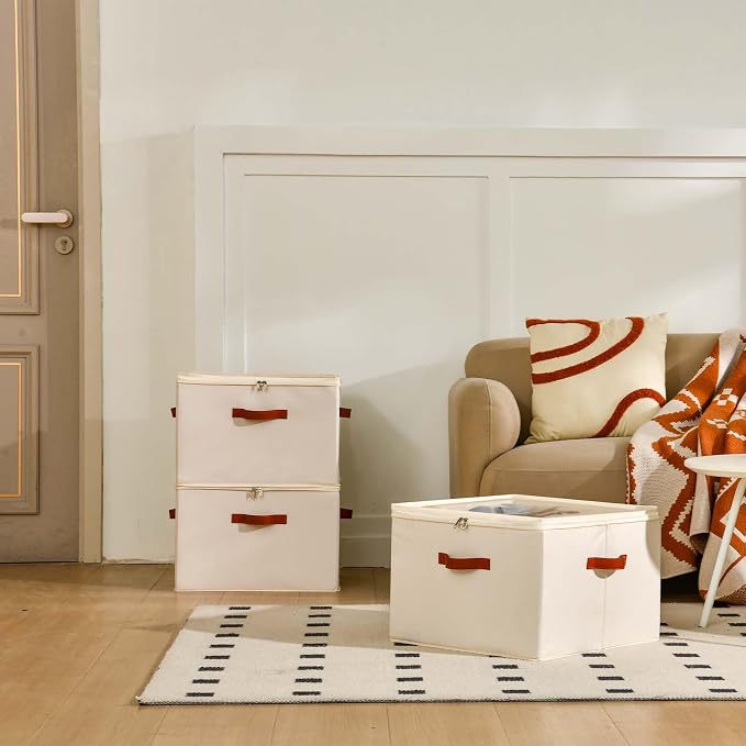 INSTY 2 Pack Shoe Organizer for Closet, Fits up to 32 Pairs, Adjustable Dividers for Shoe Storage, Fabric Shoe Storage Bins with Clear Cover, Beige - Image 7