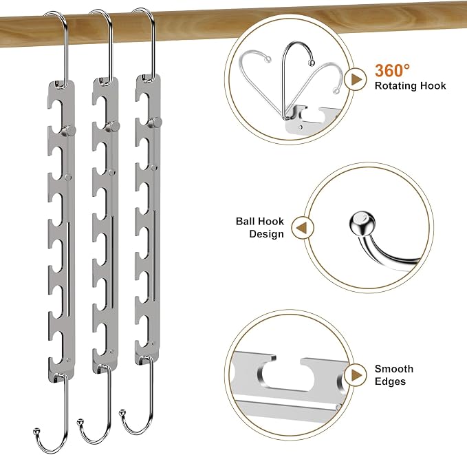 Sindax Space Saving Hangers Telescopic, 6 Holes Clothes Hangers Adjustment to 9 Holes, Upgraded Sturdy Metal Clothes Hangers Space Saving for Heavy Clothes, Closet Organizers and Storage - 8 Pack - Image 6