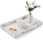 Bathroom Tray for Countertop, Marble Perfume Tray for Dresser Organizer, Marble Tray for Bathroom Counter & Home Decor, Natural Decorative Stone Vanity Trays, 12" x 8", Starry White by Homaura