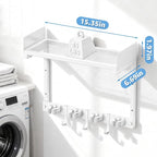 Mop Broom Holder Wall Mount with Top Shelf, Broom Organizer Wall Mount - Image 2