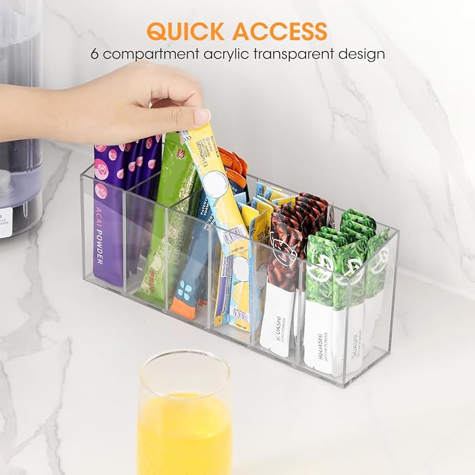 Aieve 2 Pack Drink Packet Organizer, Water Drink Packet Holder with Removable Dividers for Pantry Organizers and Storage, Water Flavor Powder Mix Holder for Kitchen Storage Organization - Image 4