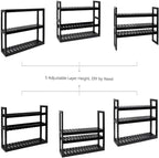 Domax Bamboo Bathroom Shelf 3-Tier Wall Mount Storage Rack Multifunctional Adjustable Layer Free Standing Over Toilet Utility Shelves Living Room Kitchen (Black) - Image 5