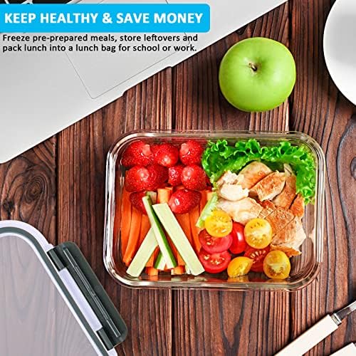 M MCIRCO 5 Pack,30 oz Glass Food Storage Containers with Lids, Gray - Image 6