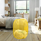 Mesh Pop up Laundry Hamper, Foldable Clothes Hamper Laundry Basket for Rooms, Apartment, College Dorm or Travel, Yellow - Image 6