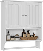 Bathroom Cabinet, White Bathroom Wall Cabinet with 2 Doors and Adjustable Shelf, Wall Mount, Towel Rack, Over The Toilet Storage Cabinet, Medicine Cabinet - Image 6